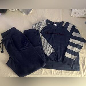 Champion Navy and Gray Striped Set